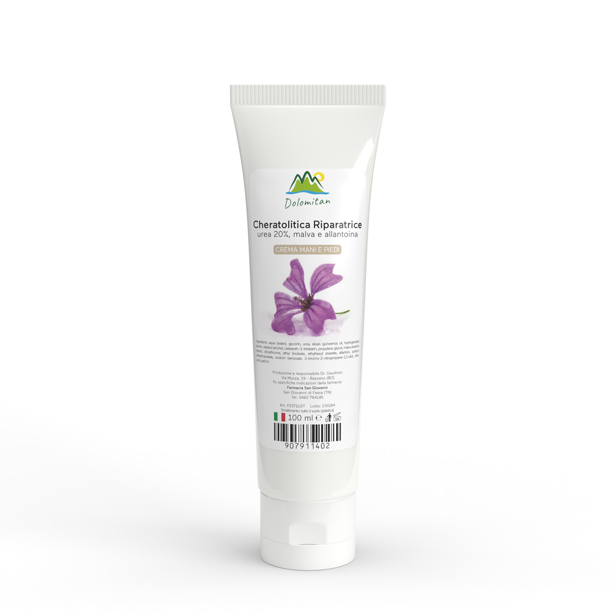 Cheratolitica Riparatrice Urea 20%, Malva e Allantoina Crema Mani e Piedi 100 ml - Dolomiti e Natura