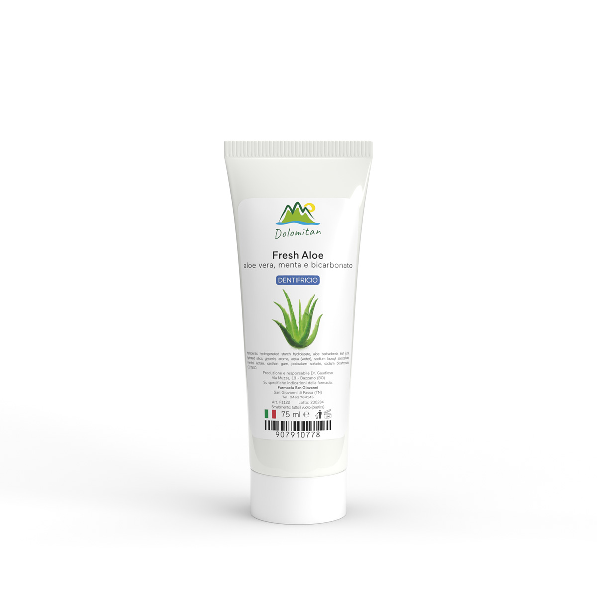 Fresh Aloe - Aloe Vera, Menta e Bicarbonato Dentifricio 75 ml - Dolomiti e Natura
