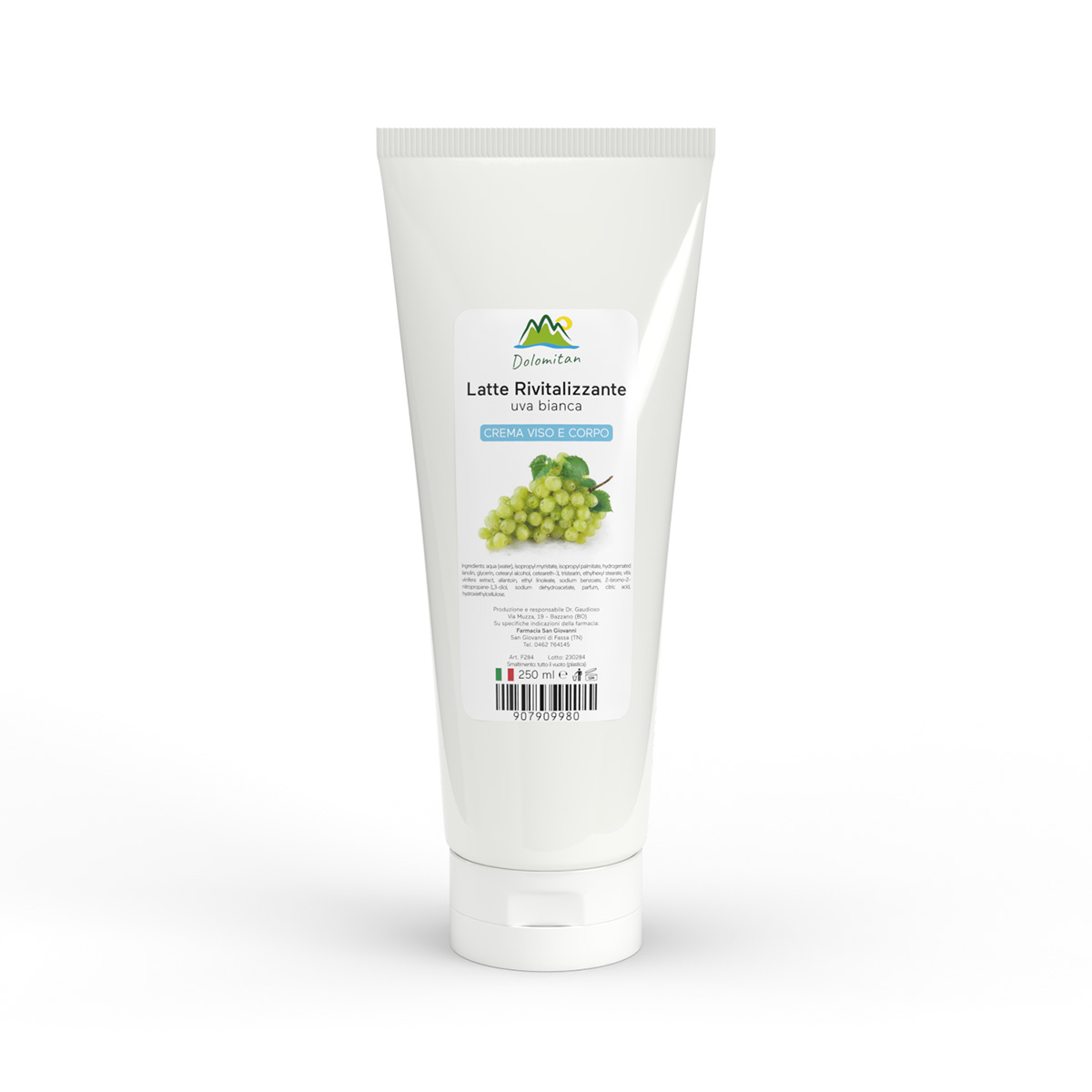 Latte Rivitalizzante Uva Bianca Crema Viso e Corpo 250 ml - Dolomiti e Natura