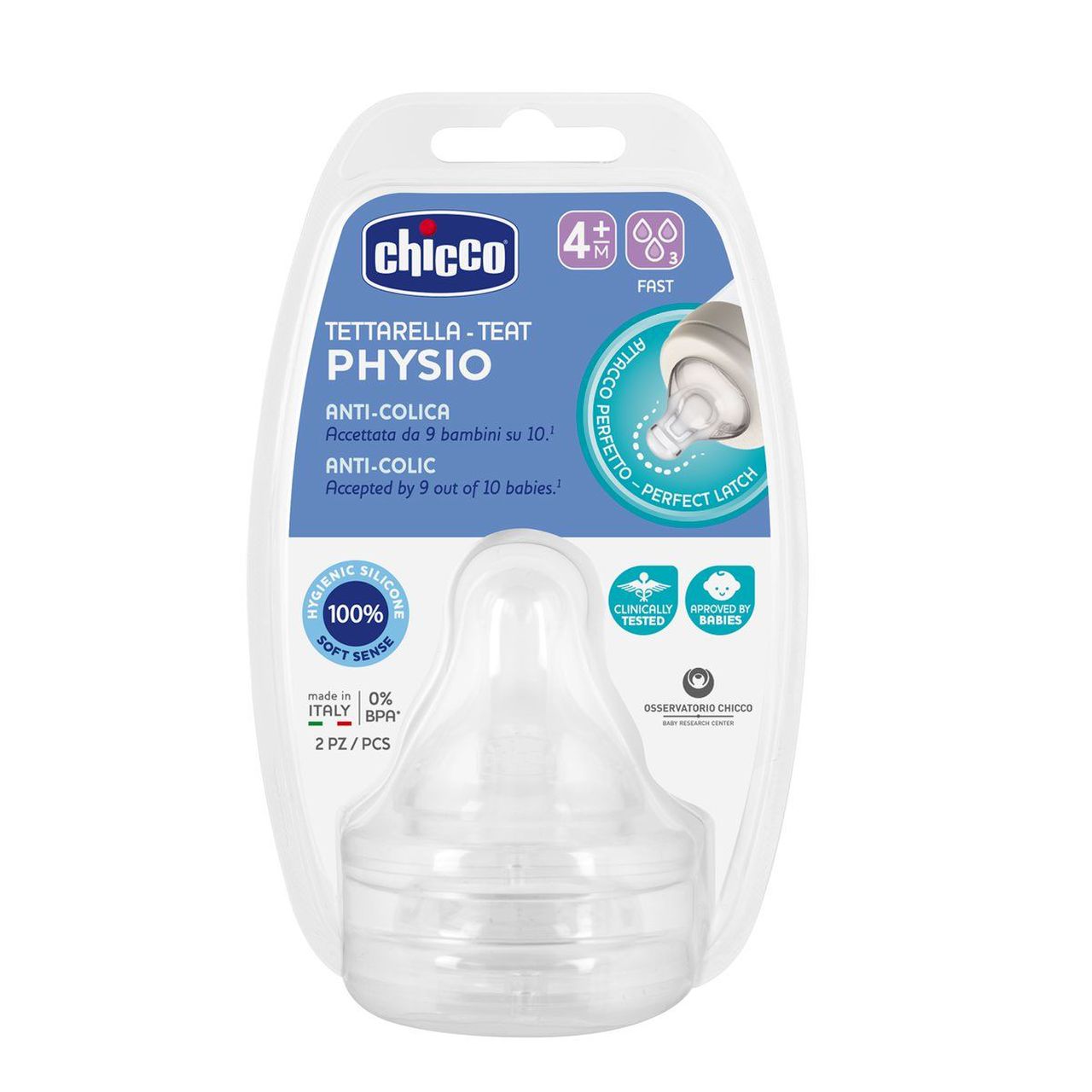 Chicco Tettarella Physio Silicone 3 Fori 4m+ - Dolomiti e Natura