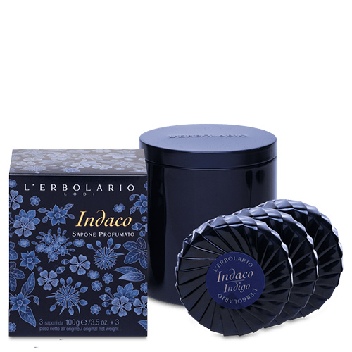 L'Erbolario Indaco Sapone Profumato Edizione Limitata Scatola Di Latta 3 Pezzi 100 g - Dolomiti e Natura