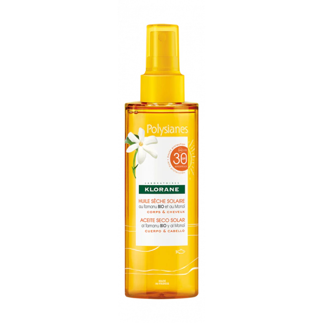 Klorane Polysianes Olio Secco Solare Corpo E Capelli SPF 30 200 ml - Dolomiti e Natura