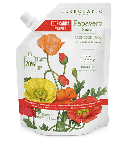 L'Erbolario Papavero Soave EcoRicarica Bagnoschiuma 500 ml - Dolomiti e Natura