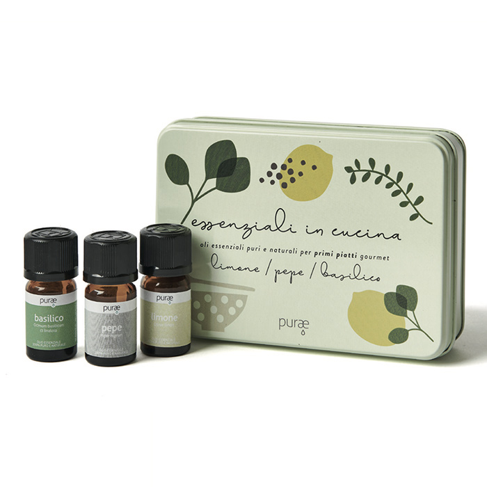 Purae Cofanetto Oli Essenziali In Cucina Primi Piatti 3 Pezzi Da 5 ml - Dolomiti e Natura