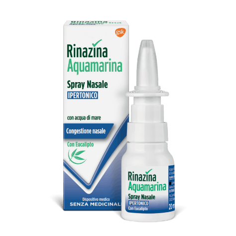 Rinazina Aquamarina Spray Nasale Ipertonico con Eucalipto 20 ml - Dolomiti e Natura