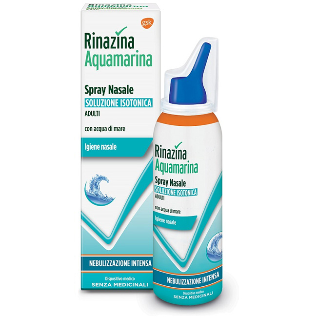 Rinazina Aquamarina Spray Nasale Isotonico Nebulizzazione Intensa 100 ml - Dolomiti e Natura