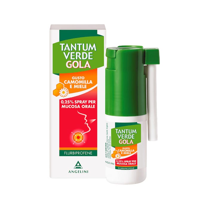 Tantum Verde Gola 0,25% Spray Mucosa Orale Gusto Camomilla E Miele 15 ml - Dolomiti e Natura