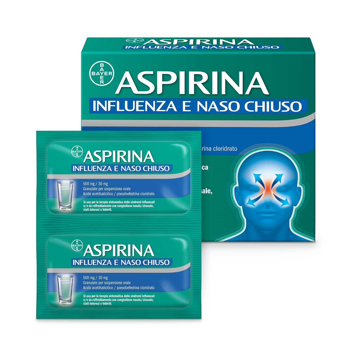 Aspirina Influenza E Naso Chiuso 500mg/30mg 10 Bustine - Dolomiti e Natura