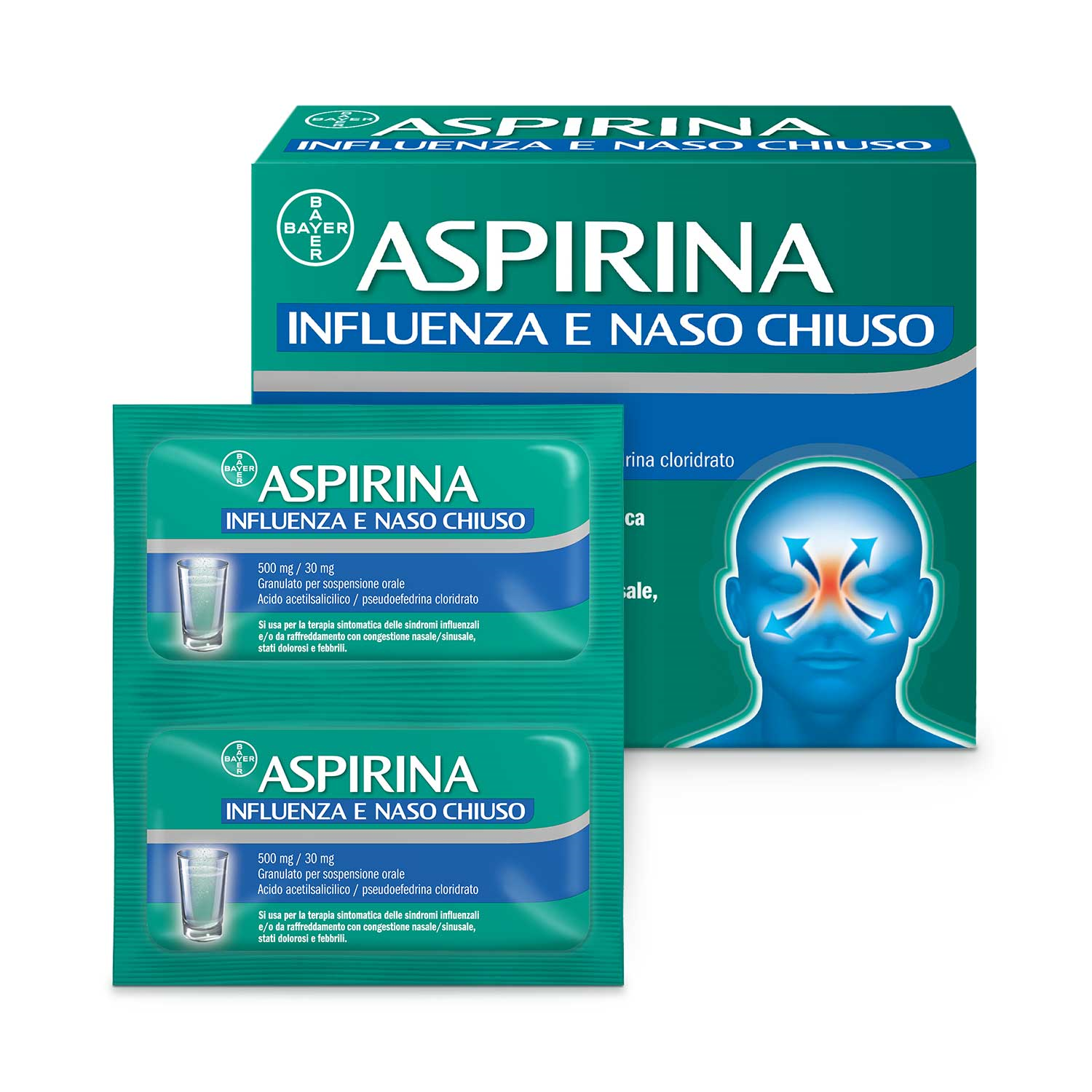 Aspirina Influenza E Naso Chiuso 500mg/30mg 20 Bustine - Dolomiti e Natura