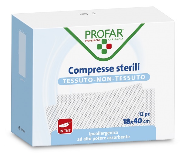 GARZA COMPRESSA TESSUTO NON TESSUTO 18X40 CM 12 PEZZI PROFAR - Dolomiti e Natura