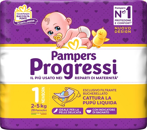 PAMPERS PROGRESSI NEWBORN PANNOLINO 1 2-5KG 28 PEZZI - Dolomiti e Natura