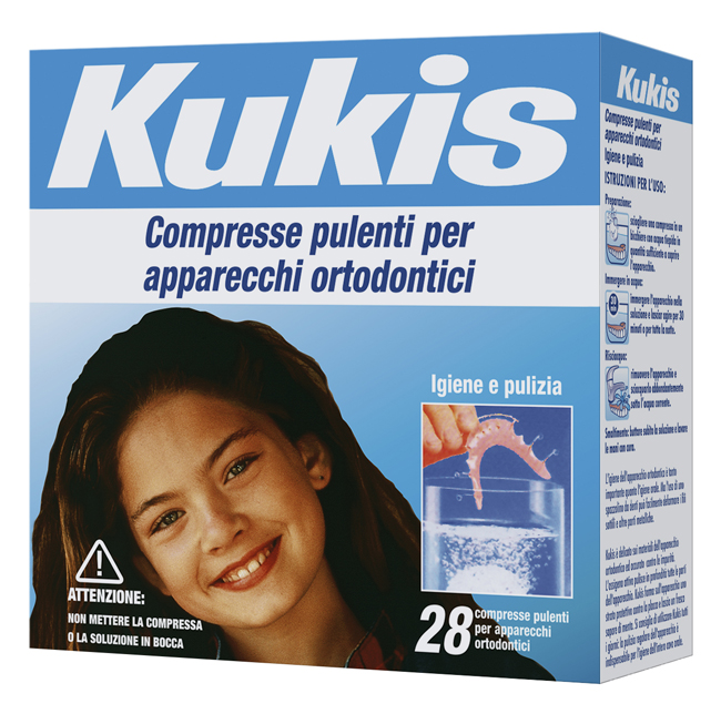 KUKIS CLEANSER 28 COMPRESSE PER PULIZIA APPARECCHI ORTODONTICI - Dolomiti e Natura