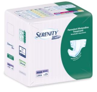 PANNOLONE PER INCONTINENZA A MUTANDINA SERENITY SOFTDRY MAXI LARGE 15 PEZZI - Dolomiti e Natura