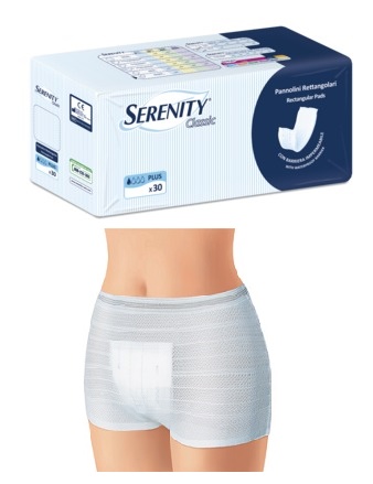 PANNOLONE PER INCONTINENZA FORMATO RETTANGOLARE CON BARRIERA SERENITY 30 PEZZI - Dolomiti e Natura