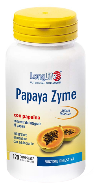 LONGLIFE PAPAYA ZYME 120 COMPRESSE MASTICABILI - Dolomiti e Natura