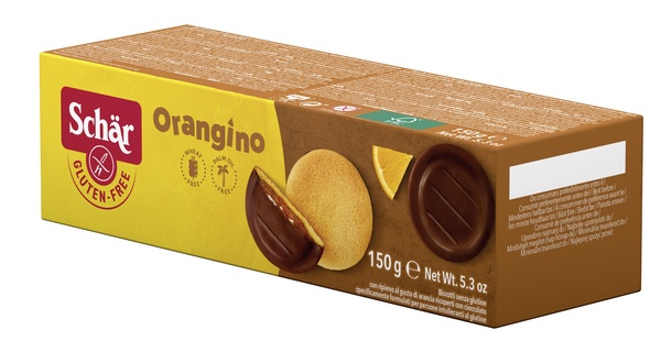 SCHAR ORANGINO BISCOTTI CON RIPIENO AL GUSTO DI ARANCIA RICOPERTI CON CIOCCOLATO 150 G - Dolomiti e Natura
