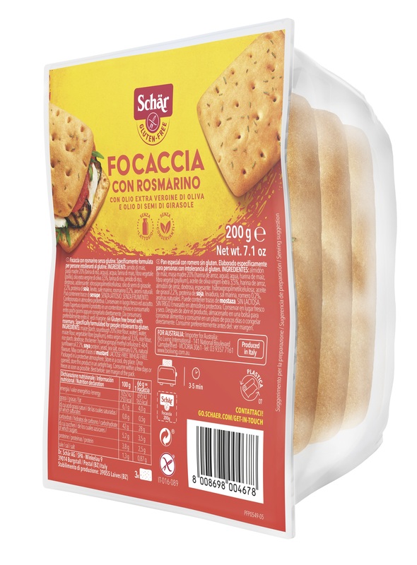 SCHAR FOCACCIA CON ROSMARINO SENZA LATTOSIO 200 G - Dolomiti e Natura