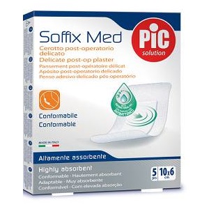 CEROTTO PIC SOFFIX MED IN TNT CON TAMPONE CENTRALE ASSORBENTE STERILE MONOUSO 10X6 CM ANTIBATTERICO 5 PEZZI - Dolomiti e Natura