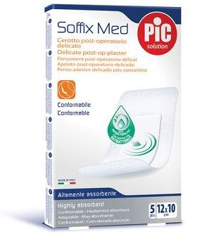 CEROTTO PIC SOFFIX MED IN TNT CON TAMPONE CENTRALE ASSORBENTE STERILE MONOUSO 10X12 CM ANTIBATTERICO 5 PEZZI - Dolomiti e Natura