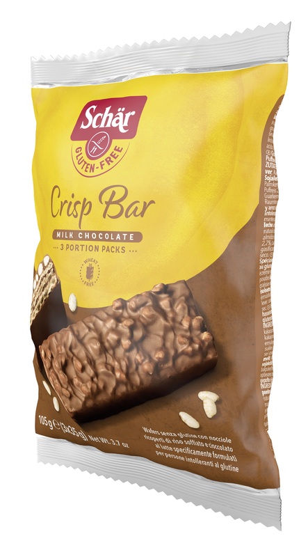 SCHAR CRISP BAR WAFERS CON NOCCIOLE RICOPERTI DI RISO SOFFIATO E CIOCCOLATO AL LATTE 3 PORZIONI DA 35 G - Dolomiti e Natura