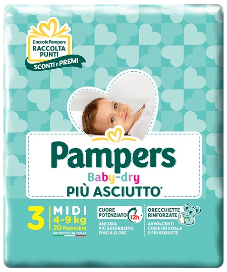 PAMPERS BABY DRY DOWNCOUNT MIDI 20 PEZZI - Dolomiti e Natura