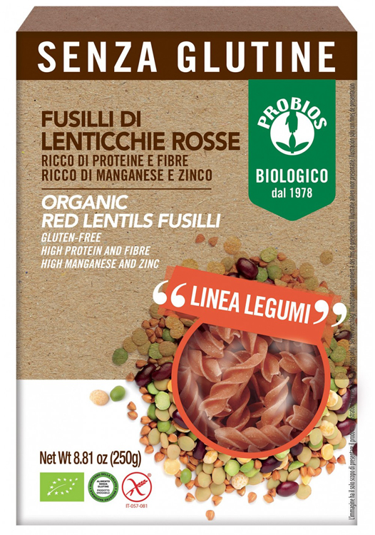 SPECIALITA' 100% LEGUMI FUSILLI LENTICCHIE ROSSE 250 G - Dolomiti e Natura