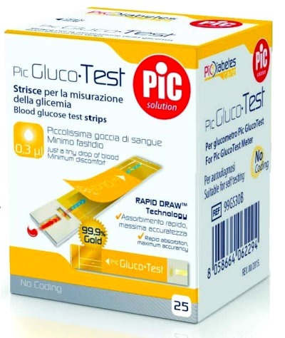 STRISCE MISURAZIONE GLICEMIA PIC GLUCOTEST 25 PEZZI - Dolomiti e Natura