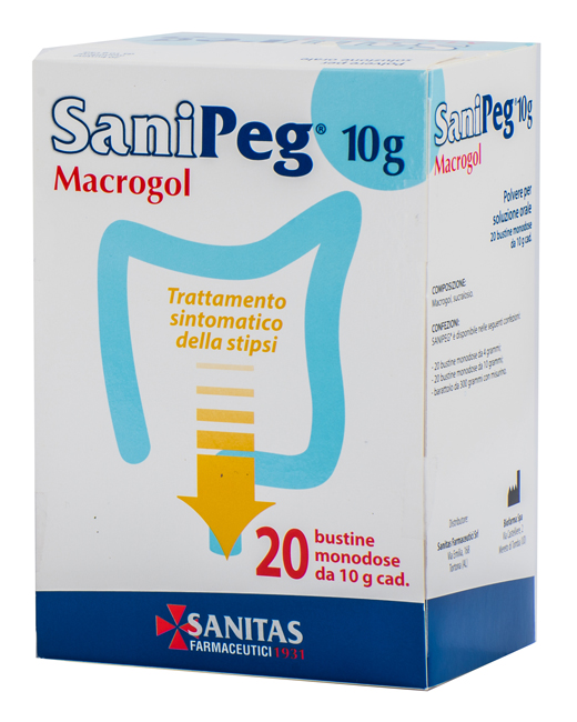 SANIPEG MACROGOL POLVERE PER SOLUZIONE ORALE 20 BUSTE DA 10 G - Dolomiti e Natura