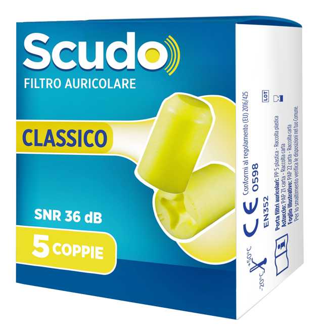 SCUDO FILTRO AURICOLARE CLASSICO SNR 36 DB 7-12MM 5 PAIA - Dolomiti e Natura