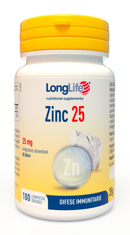 LONGLIFE ZINC 25 MG 100 COMPRESSE DIVISIBILI - Dolomiti e Natura