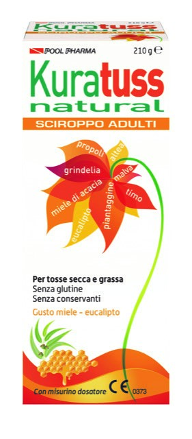 KURATUSS NATURAL SCIROPPO ADULTI PER TOSSE SECCA E GRASSA CON MISURINO DOSATORE GUSTO MIELE EUCALIPTO 210 G - Dolomiti e Natura