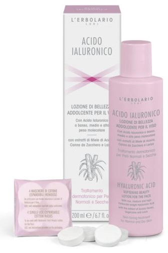 ACIDO IALURONICO LOZIONE DI BELLEZZA ADDOLCENTE VISO PELLI NORMALI E SECCHE 200 ML - Dolomiti e Natura