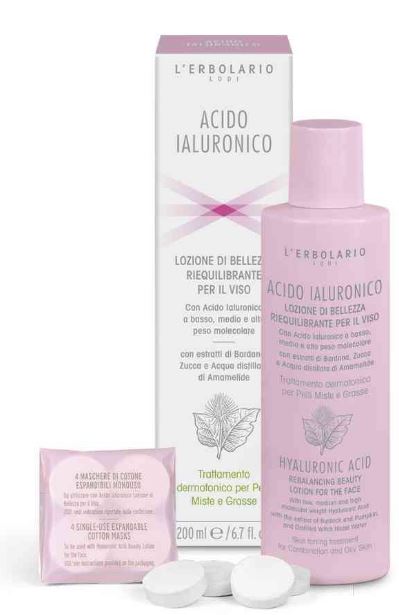 ACIDO IALURONICO LOZIONE DI BELLEZZA RIEQUILIBRANTE VISO PELLI MISTE E GRASSE 200 ML - Dolomiti e Natura