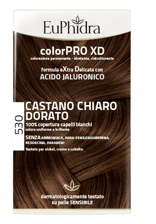 EUPHIDRA COLORPRO XD 530 CASTANO CHIARO DORATO GEL COLORANTE CAPELLI IN FLACONE + ATTIVANTE + BALSAMO + GUANTI - Dolomiti e Natura