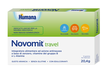 NOVOMIT TRAVEL 12 GOMME DA MASTICARE GUSTO ARANCIA - Dolomiti e Natura
