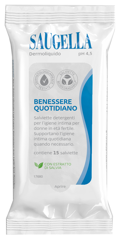 SAUGELLA DERMOLIQUIDO SALVIETTINE 15 PEZZI - Dolomiti e Natura