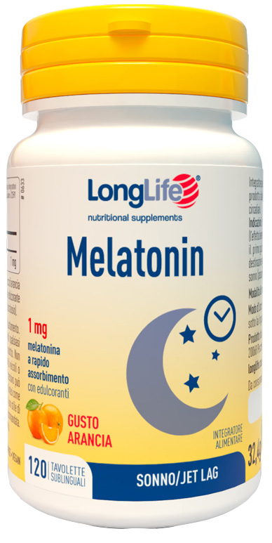LONGLIFE MELATONIN 1 MG GUSTO ARANCIA 120 TAVOLETTE SUBLINGUALI - Dolomiti e Natura