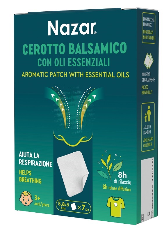 NAZAR CEROTTO BALSAMICO ADESIVO CON OLI ESSENZIALI 5,8X5 CM 7 PEZZI - Dolomiti e Natura
