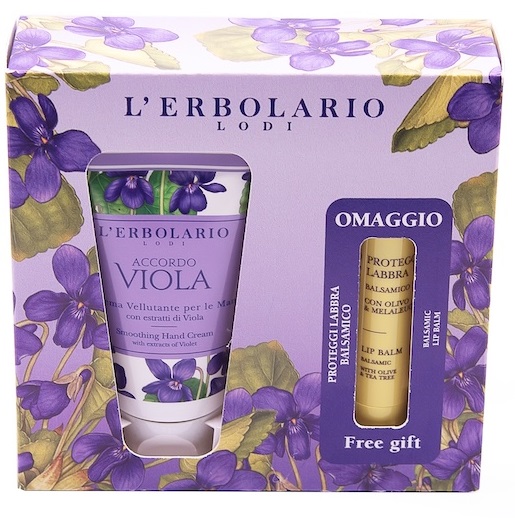ACCORDO VIOLA CREMA VELLUTANTE PER LE MANI 75 ML + PROTEGGI LABBRA BALSAMICO OMAGGIO - Dolomiti e Natura