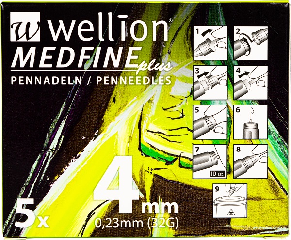 AGO PER PENNA DA INSULINA WELLION MEDFINE PLUS 4 32 GAUGE 4 MM 5 PEZZI - Dolomiti e Natura