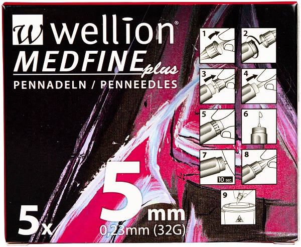 AGO PER PENNA DA INSULINA WELLION MEDFINE PLUS 5 32 GAUGE 5 MM 5 PEZZI - Dolomiti e Natura