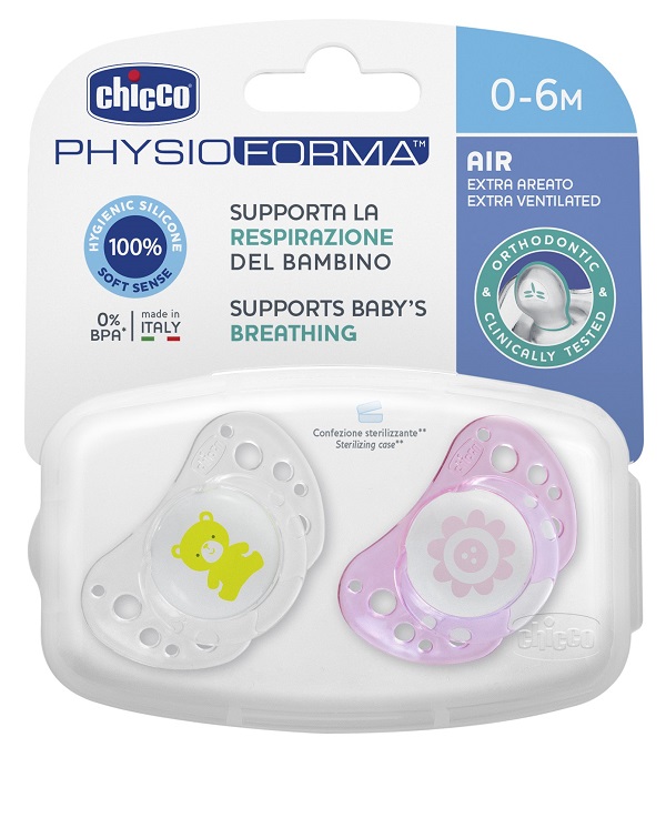 CHICCO SUCCHICCO AIR GIRL SILICONE 0-6 MESI 2 PEZZI - Dolomiti e Natura