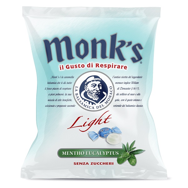 CARAMELLE MONK'S LIGHT SENZA ZUCCHERO MENTA EUCALIPTO 80 G - Dolomiti e Natura