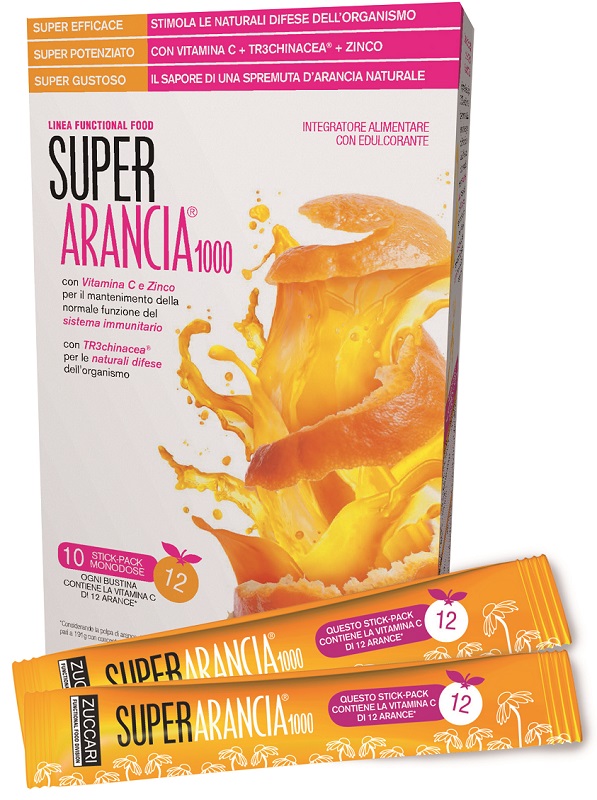 SUPER ARANCIA 1000 10 STICK PACK MONODOSE DA 3,7G INTEGRATORE ALIMENTARE CON EDULCORANTE - Dolomiti e Natura