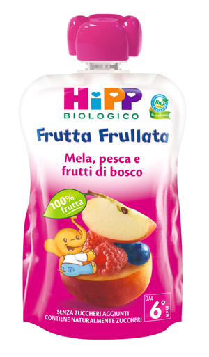 Hipp Frutta Frullata Mela, Pesca E Frutti di Bosco 90 g - Dolomiti e Natura