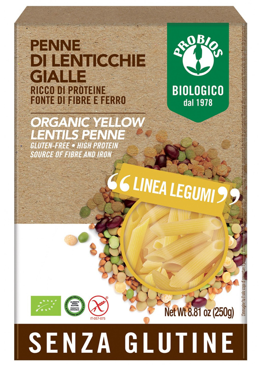 PROBIOS PENNE LENTICCHIE GIALLE 250 G - Dolomiti e Natura