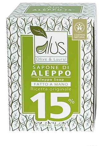 ALUS OLICE & LAUREL SAPONE DI ALEPPO FATTO A MANO 15% 200 G - Dolomiti e Natura