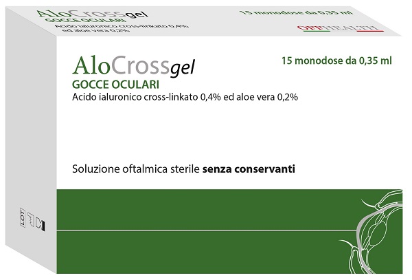 ALOCROSS SOLUZIONE OFTALMICA ACIDO IALURONICO CROSS-LINKATO 0,2% E ALOE VERA 15 MONODOSE DA 0,35 ML - Dolomiti e Natura