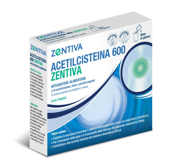 ACETILCISTEINA 600 ZENTIVA 10 BUSTINE BIPARTITE GUSTO TROPICAL - Dolomiti e Natura