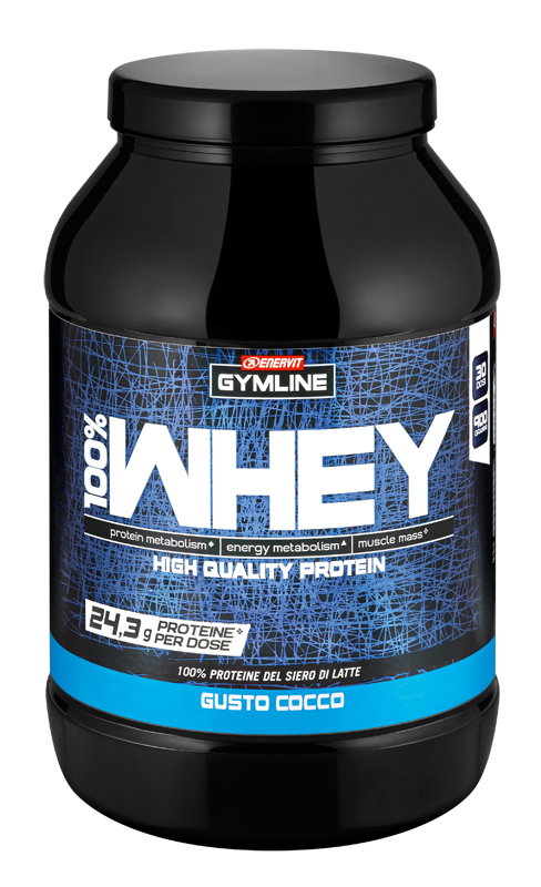 GYMLINE 100% WHEY CONCENTRATE COCCO 900 G - Dolomiti e Natura